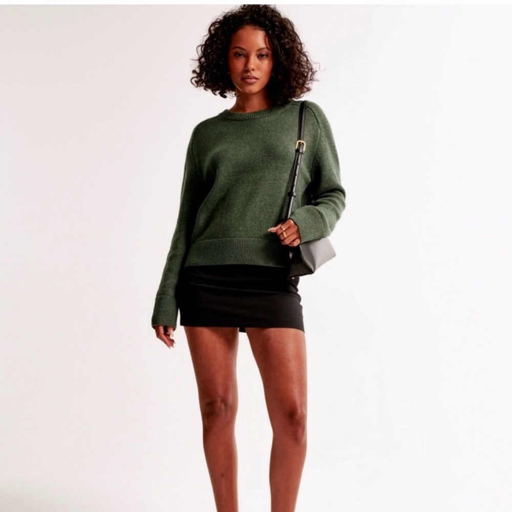 Abercrombie & Fitch Dark Green Madeline Cotton-Blend Crew Sweater